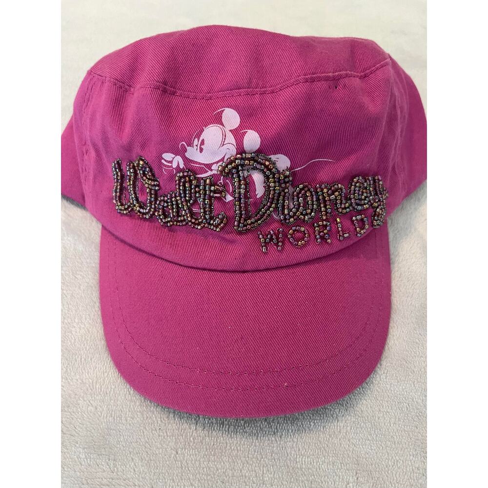 Disney Parks Magenta Beaded Mickey Mouse Baseball Cap Hat Adjustable Women